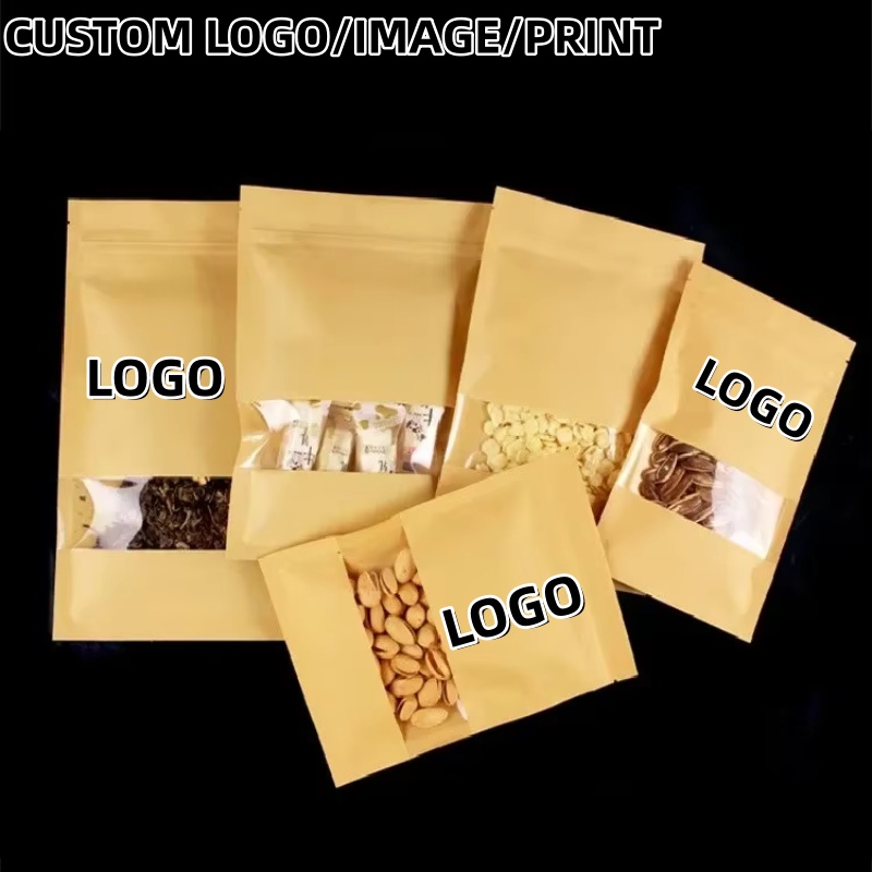 Logo Food Snack - Płaskie torebki z papieru kraft z